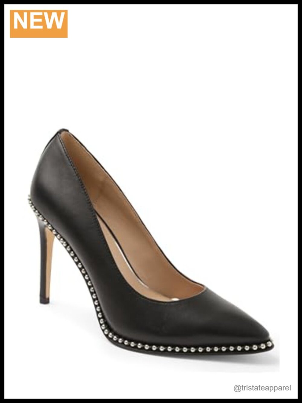 Leather Pointed Toe Pump Stiletto Heel Ankle Strap Formal 3.75 Inch Heel